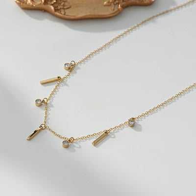 Dainty Gold Chain with Rhinestones and Bars