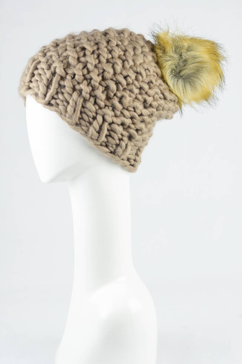 Leto Accessories Oversized Chunky Pom Beanie - Simple Good