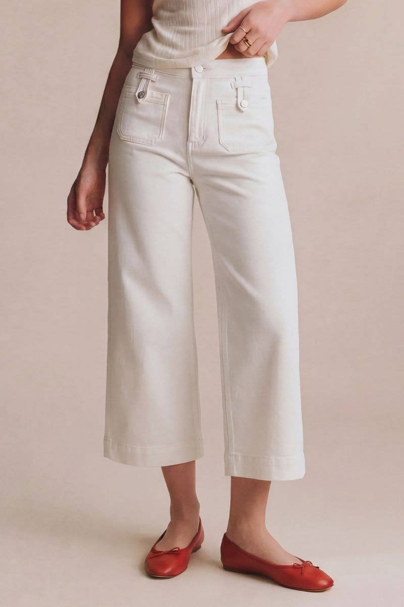 High Rise Cropped Palazzo Jeans