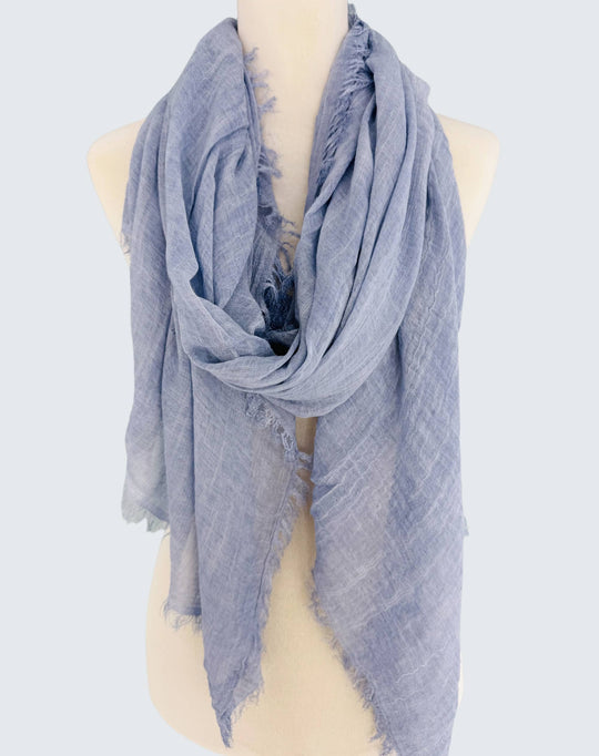 Stonewashed Solid Color Frayed Oversized Scarf