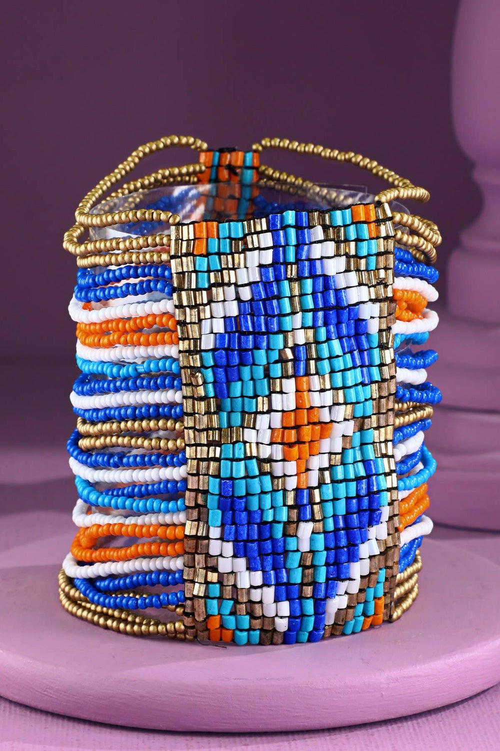 Colorful Southwestern Seed Bead Stretch Bracelet