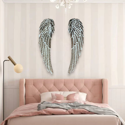 Pair of Hand-Carved Wood Wall Angel Wings