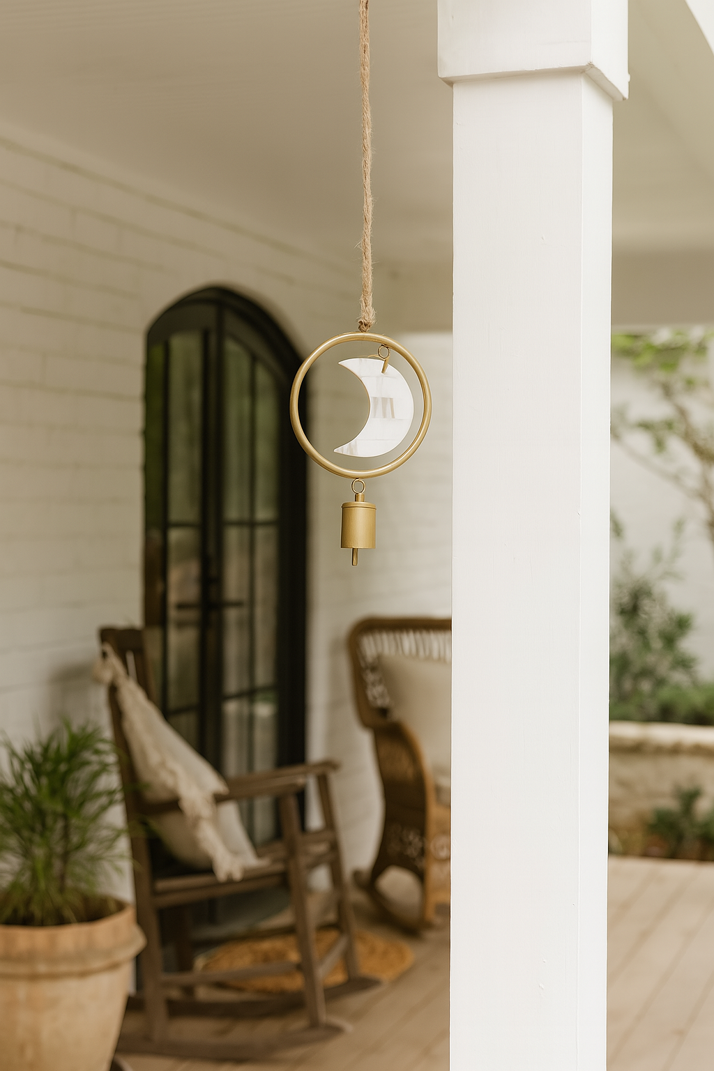 Chayana Small Moon Mother of Pearl Wind Chime - Handmade