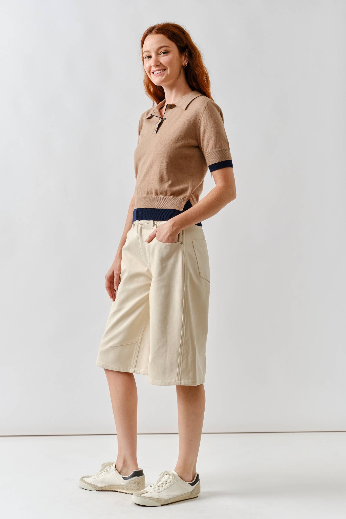Contrast Edge Polo Sweater