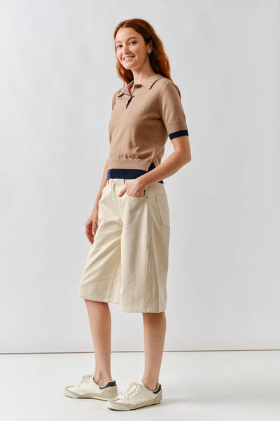 Contrast Edge Polo Sweater