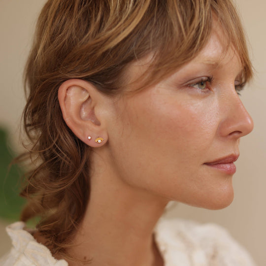 Eye Stud Earring with Crystal