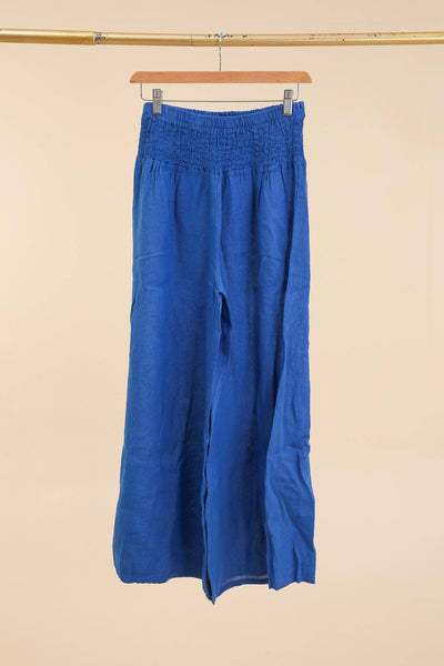 Linen Trousers With Elastic Cinched Waist