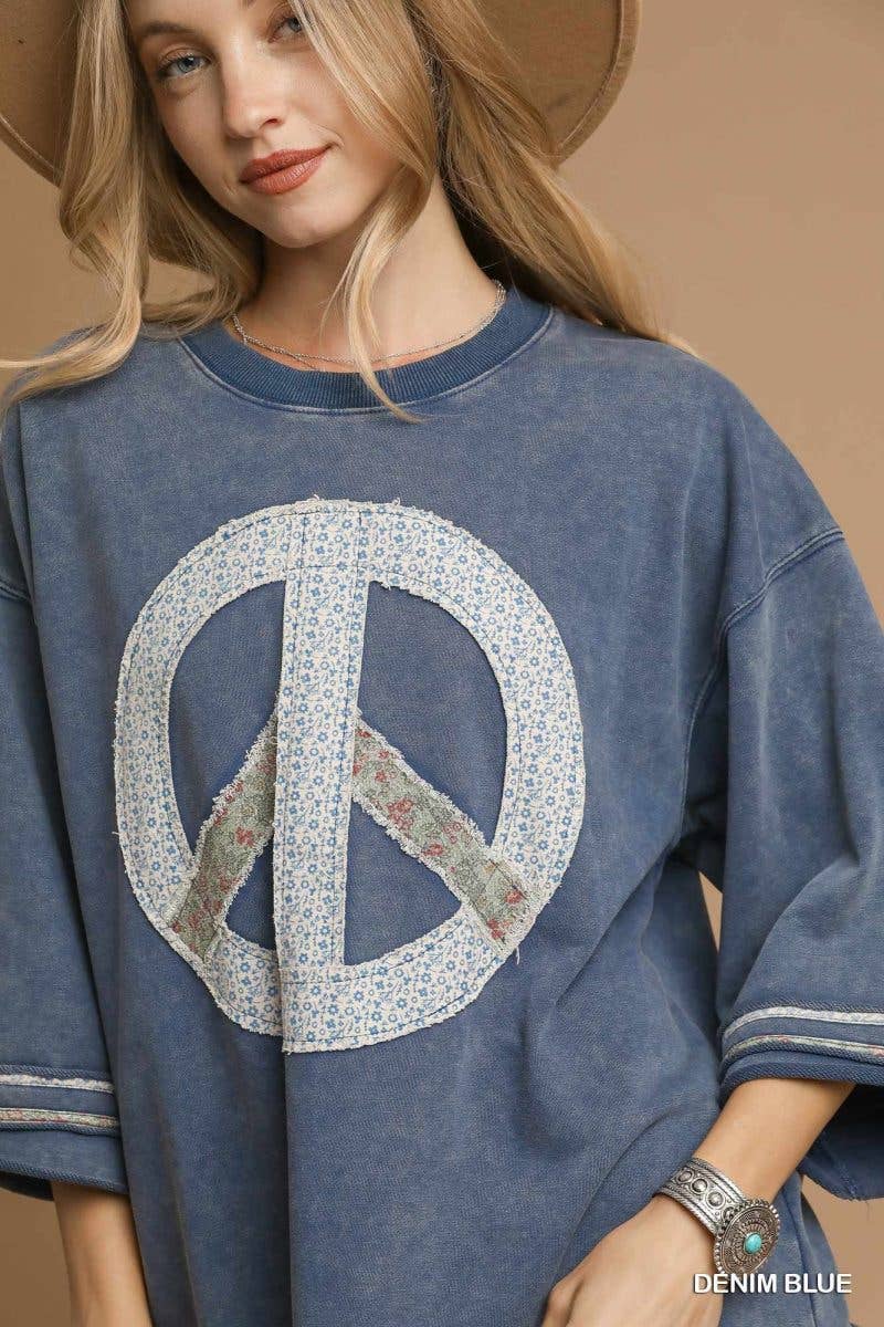 Mineral Wash Vintage Peace Sign Graphic Tee