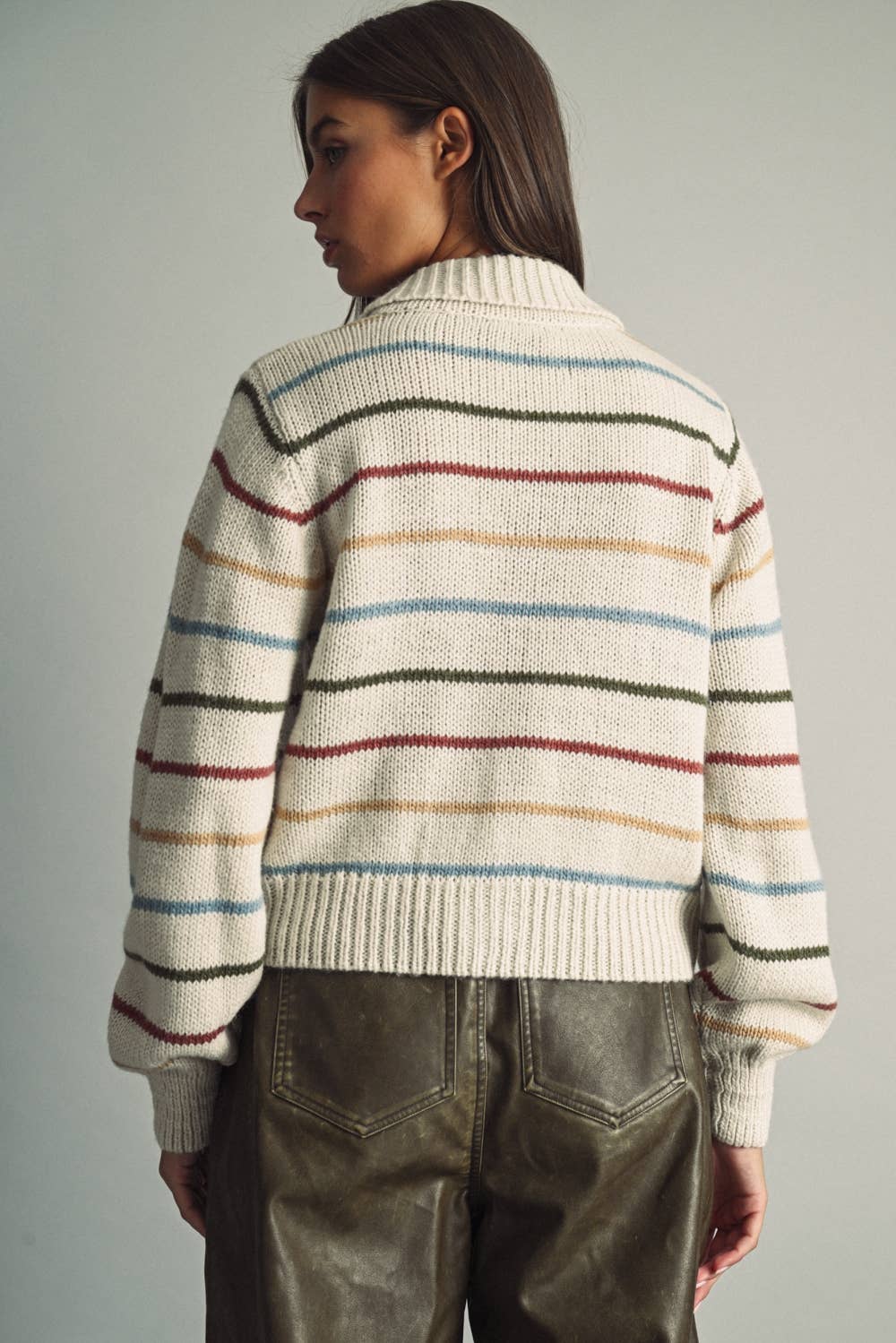 Striped Knit Cardigan Sweater