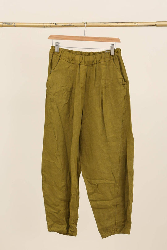 Barrel Fit Linen Ankle Pants