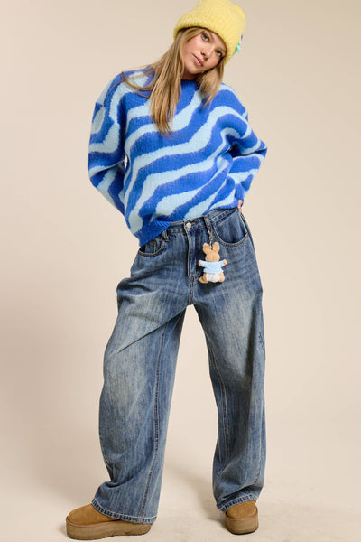 Stonewash Wide Leg Baggy Denim Jeans