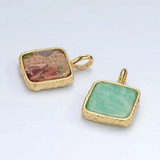 24K Gold Filled Square Natural Gemstone Necklace