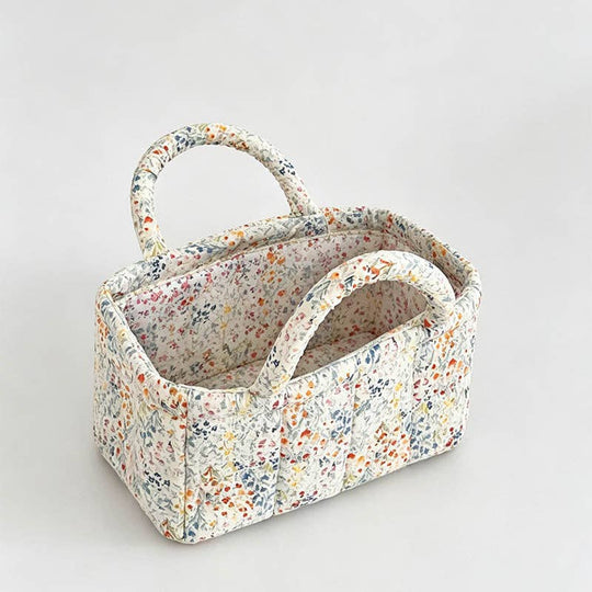Small Quilted Floral Storage Organizer Bag