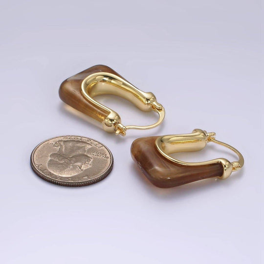 14K Gold Filled Clear U-Shaped Rectangular Acrylic Earrings