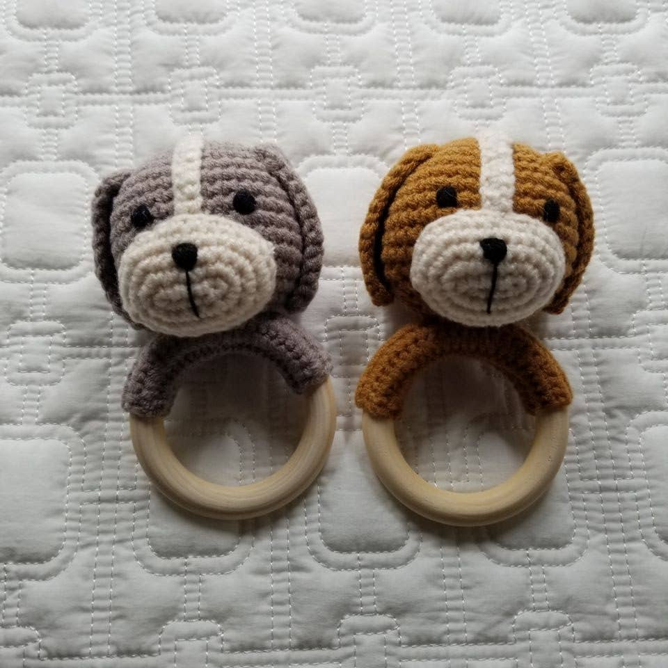 Dog Hand Crocheted Cotton Rattle