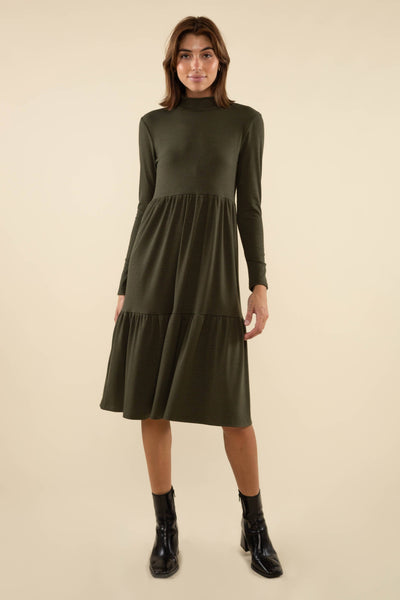 Karli Turtleneck Tiered Rib Dress