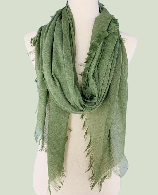 Soft Cotton Solid Frayed Scarf