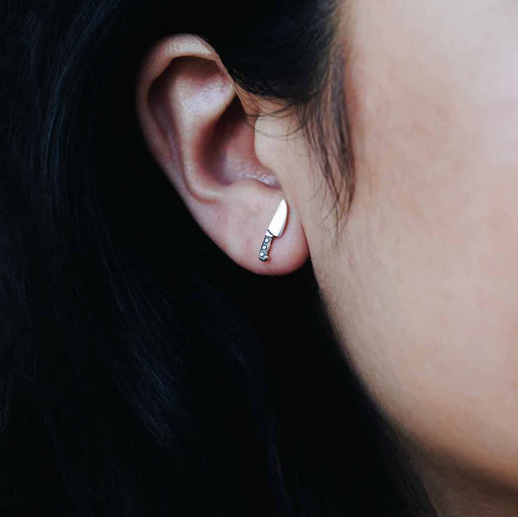 Sterling Silver Kitchen Knife Post Earrings
