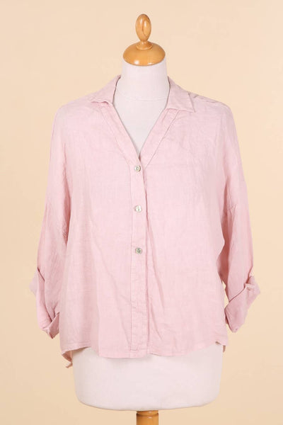 Full-length Linen Collared Shirt