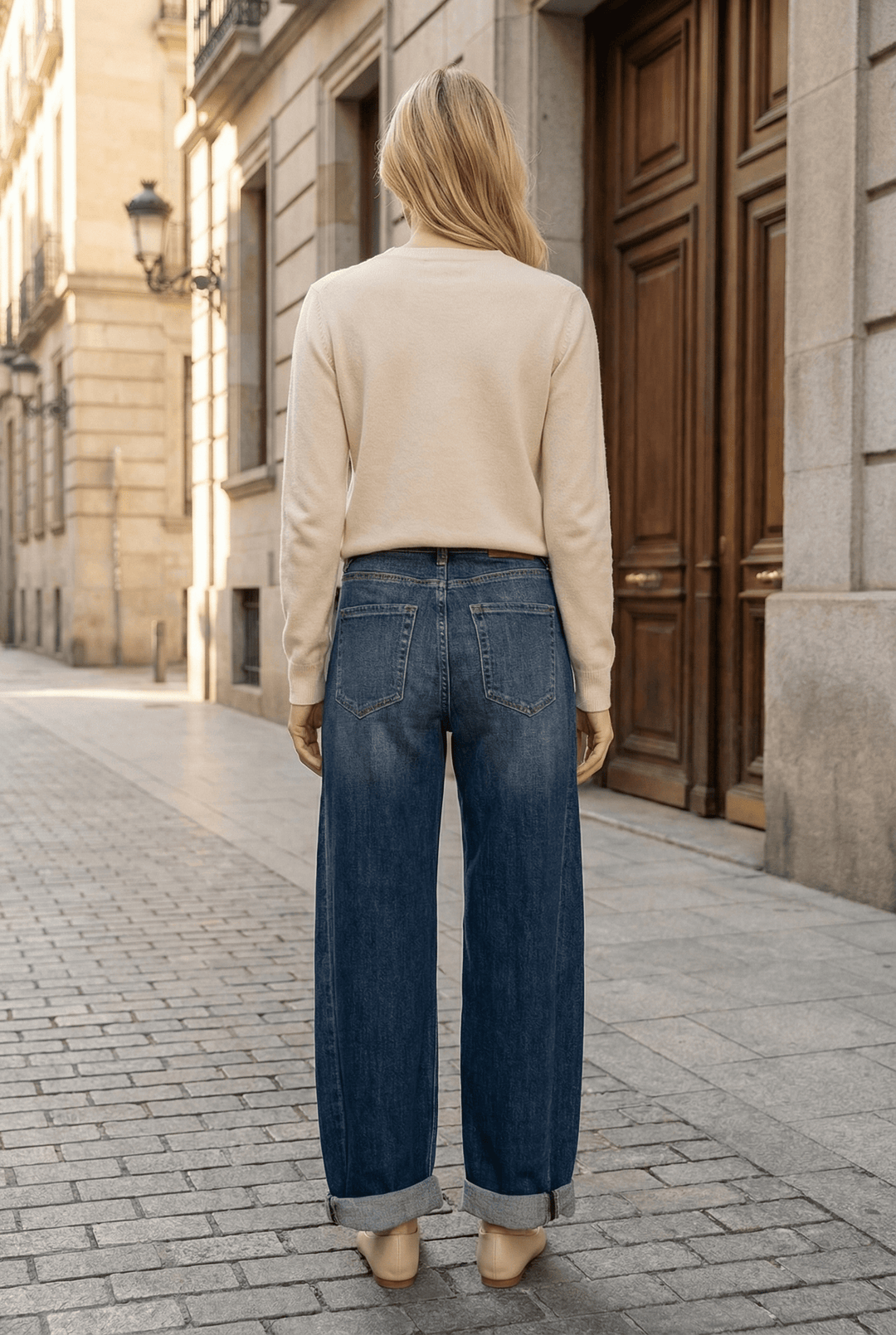 High-Rise Dark Wash Relaxed Barrel Jean