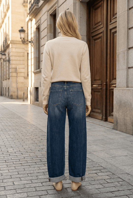 High-Rise Dark Wash Relaxed Barrel Jean