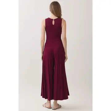 Front Twist Sleeveless Wide Leg Jumpsuit