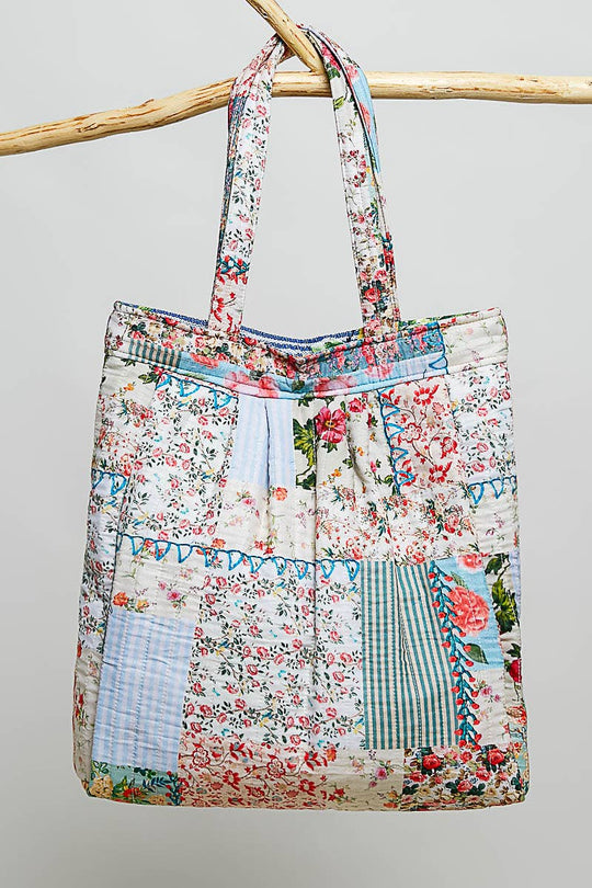 Quilted Patchwork Print Shoulder Tote Bag
