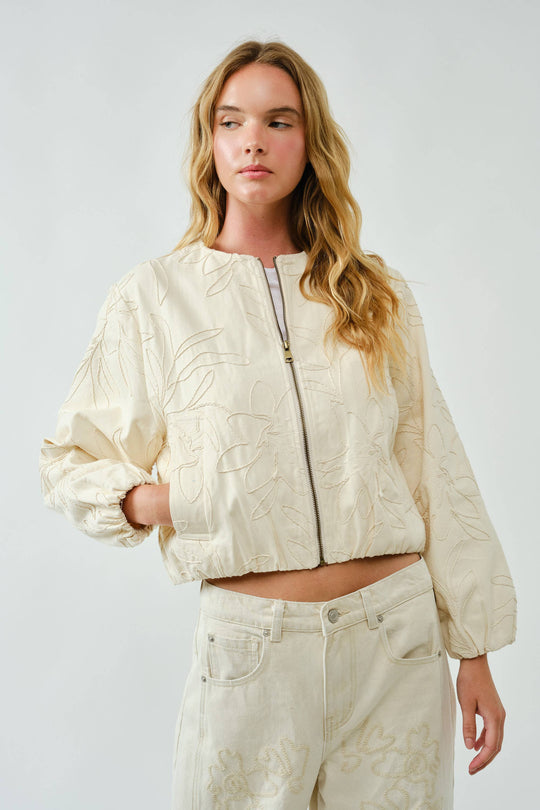 Embroidered Bomber Cotton Jacket