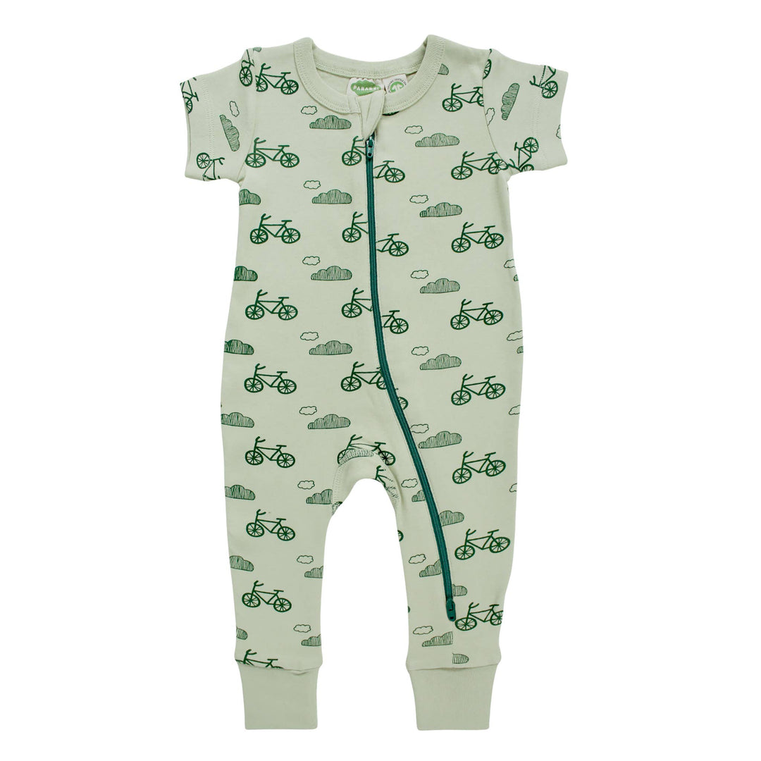Signature Print '2-Way' Zip Romper - Short Sleeve