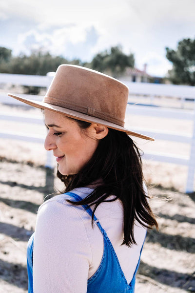 Vegan Suede Boater Hat