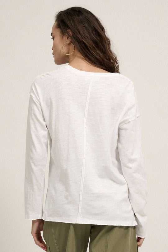 Easy Fit Mineral-Wash Slub Knit Exposed-Seam Top