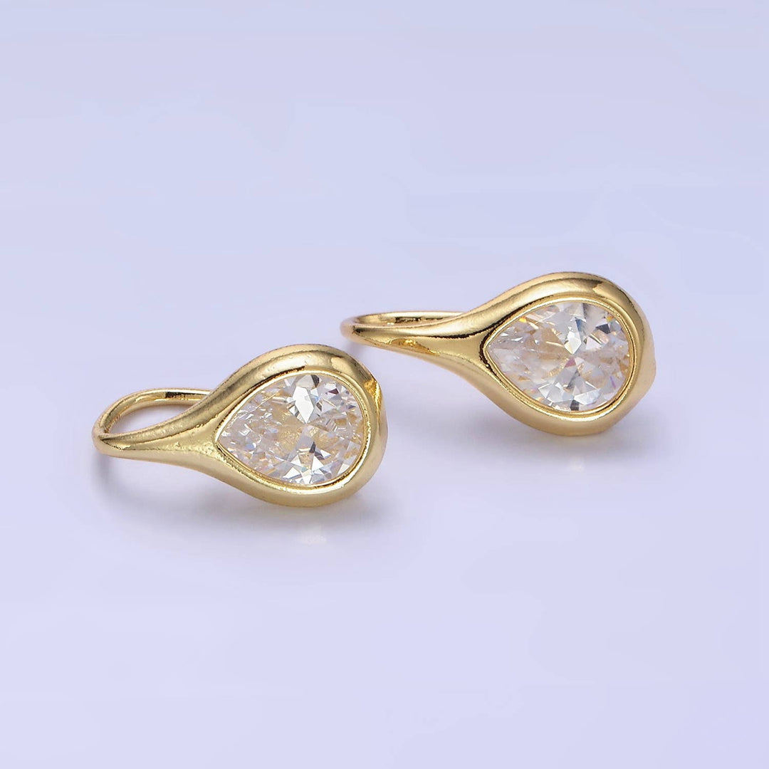 14K Gold Filled Cubic Zirconia Teardrop French Hook Earrings