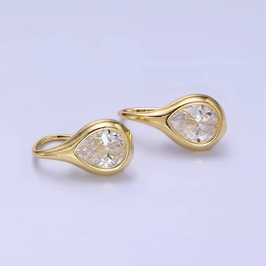 14K Gold Filled Cubic Zirconia Teardrop French Hook Earrings