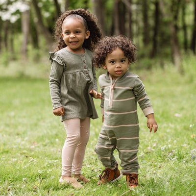 Green Holland Stripe Infant Jumpsuit