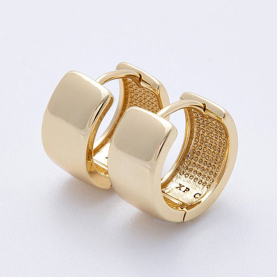 14K Gold Filled 15mm Minimalist Plain Wide Huggie Earrings