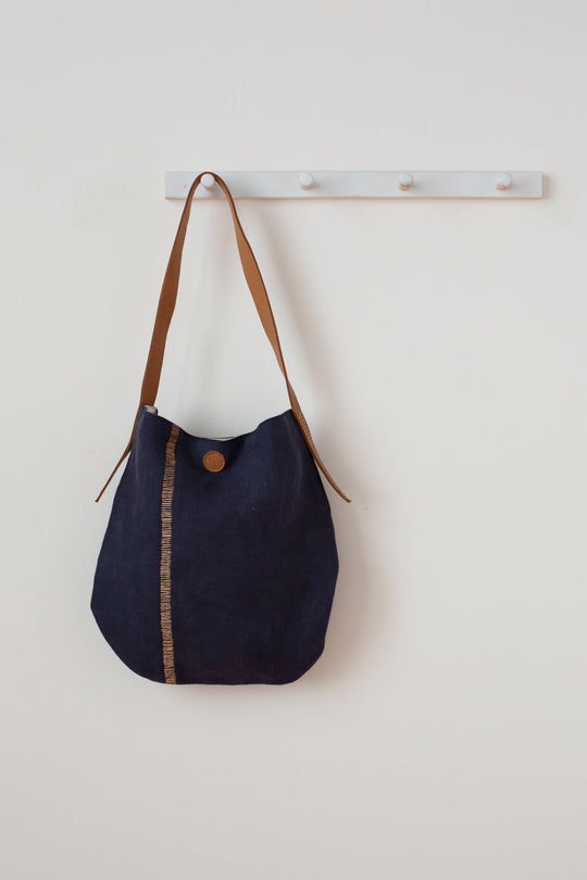 Large Jute Indigo Shoulder Bag