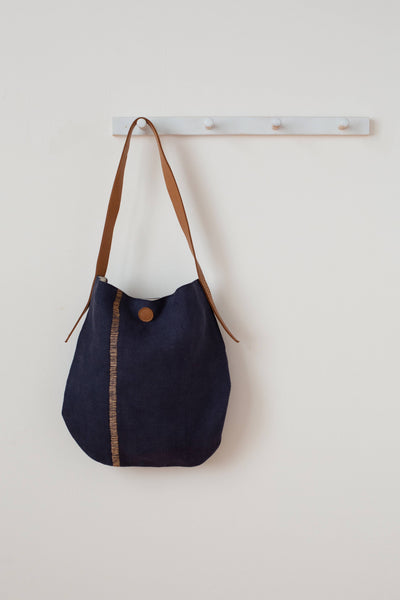 Large Jute Indigo Shoulder Bag
