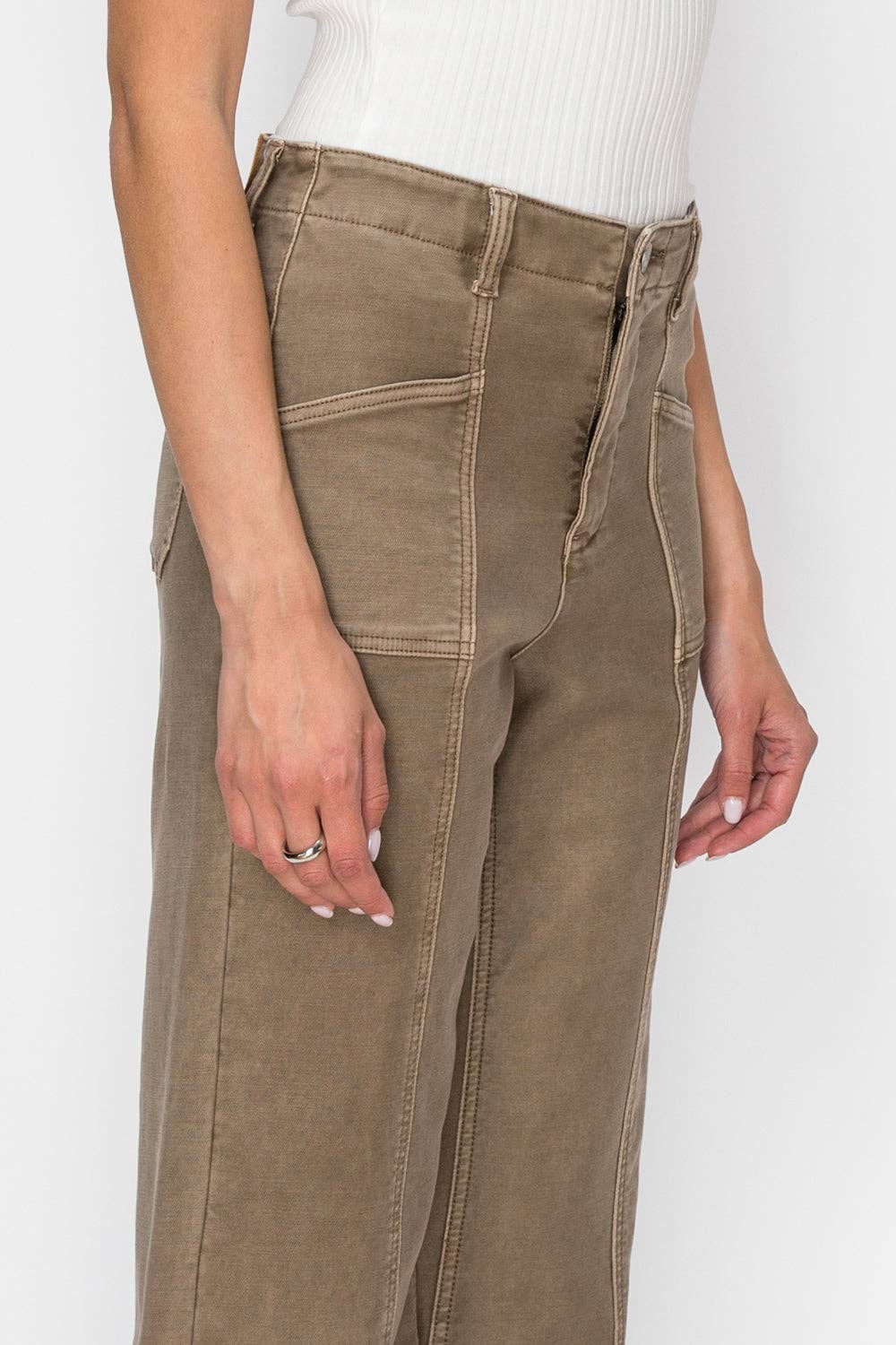 Raw Hem Crop Palazzo Jeans