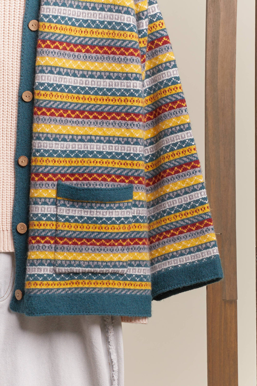 Striped Knit Cardigan With Collar