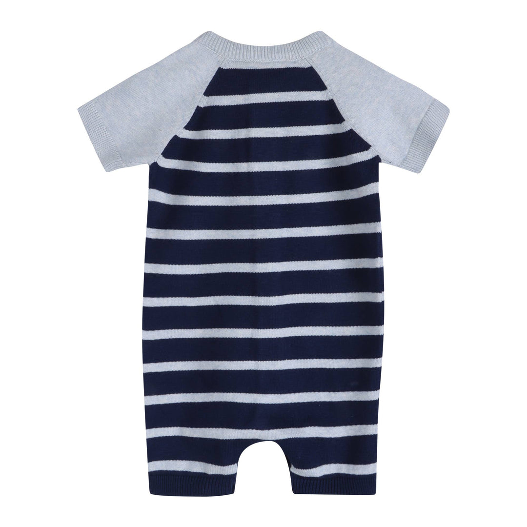 Nautical Stripe Embroidered Baby Knit Romper (Organic)