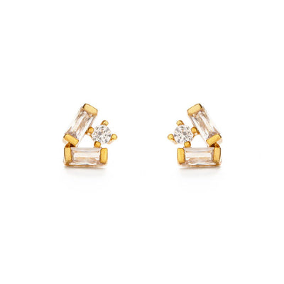 Baguette Crystal Cluster Stud Earrings