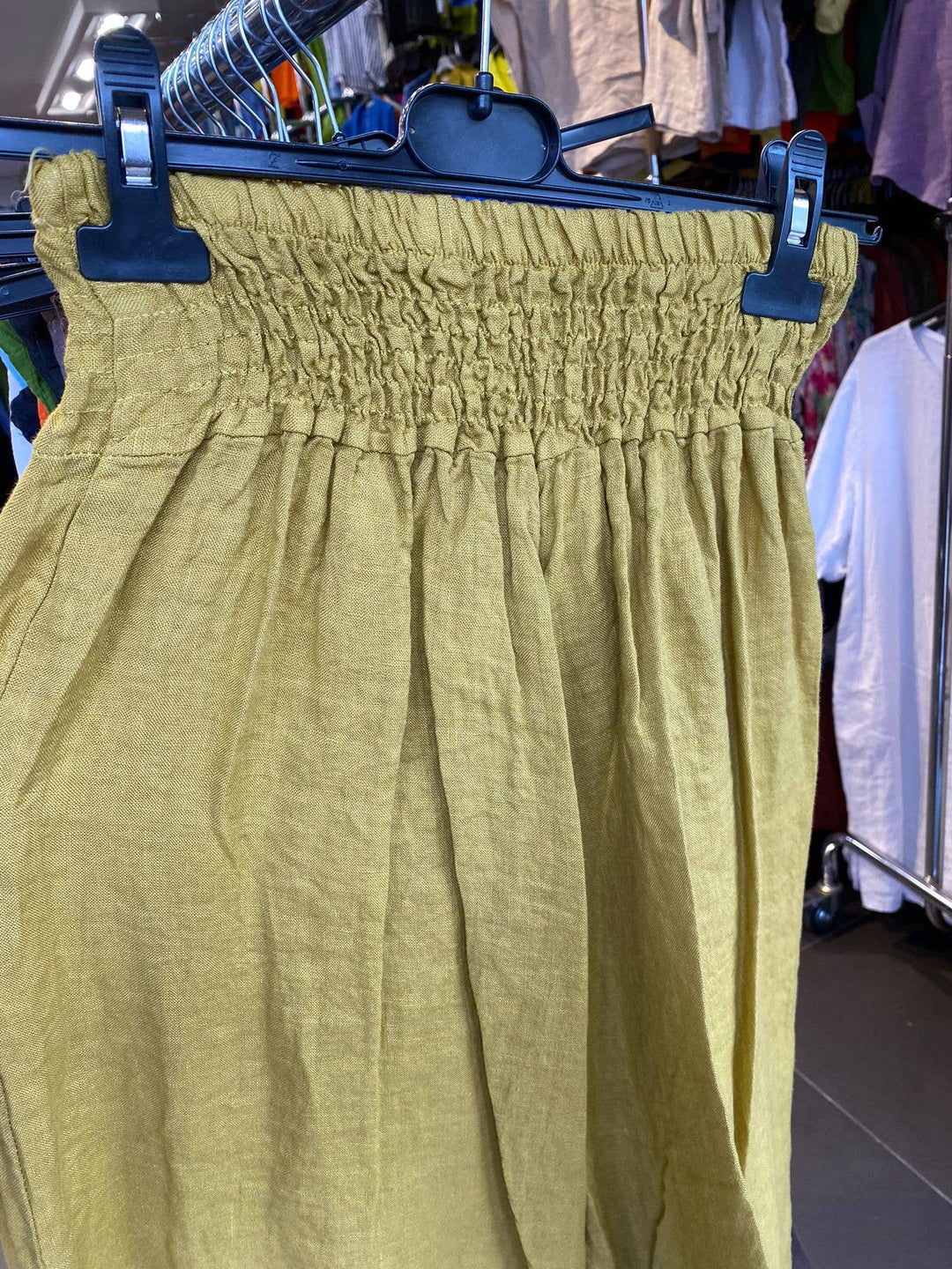 Flared Linen Pants w/ Wide Waistband