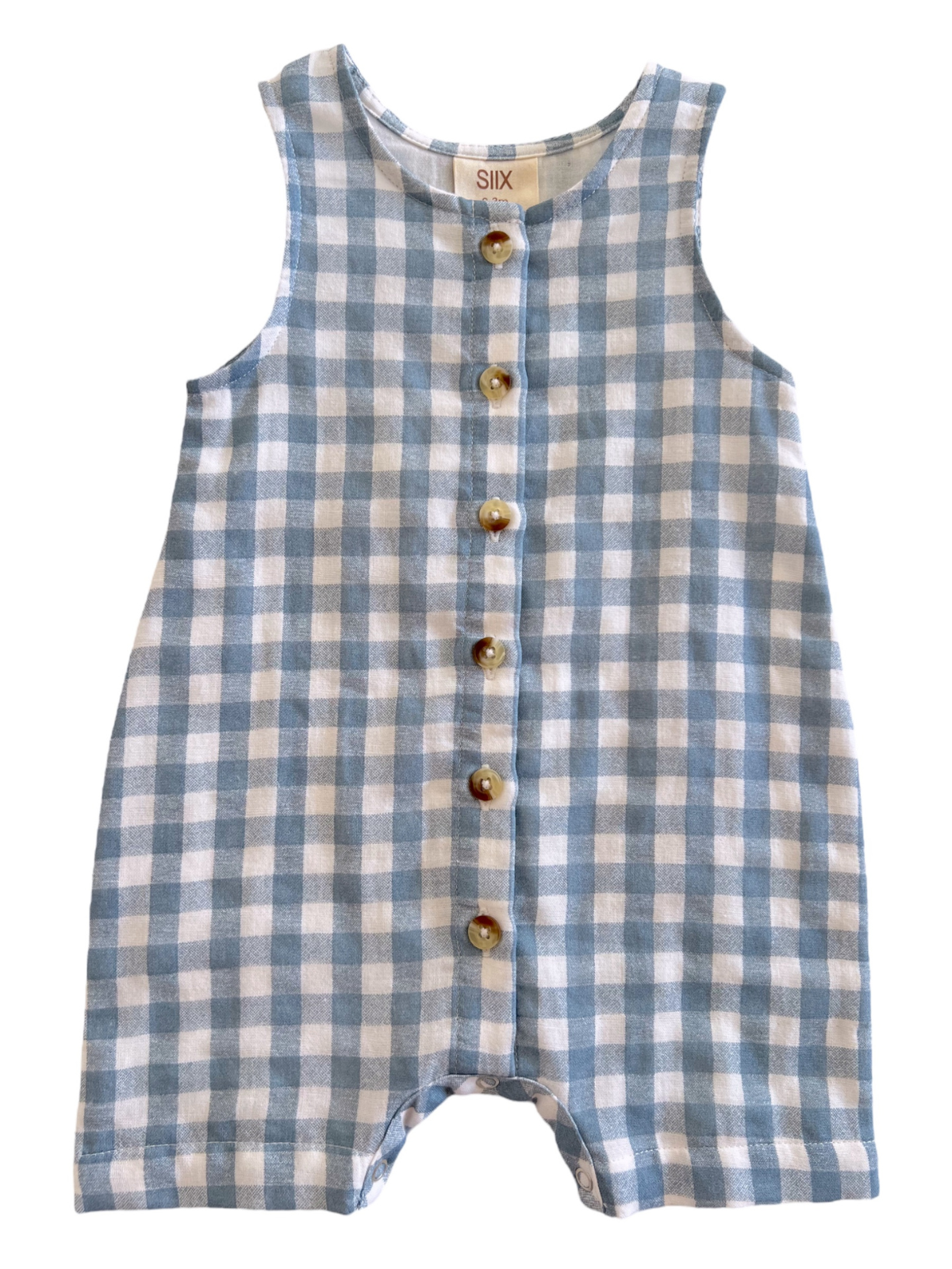 SIIX Collection Blue Gingham / Organic Bay Shortie (Baby - Kids) - Simple Good