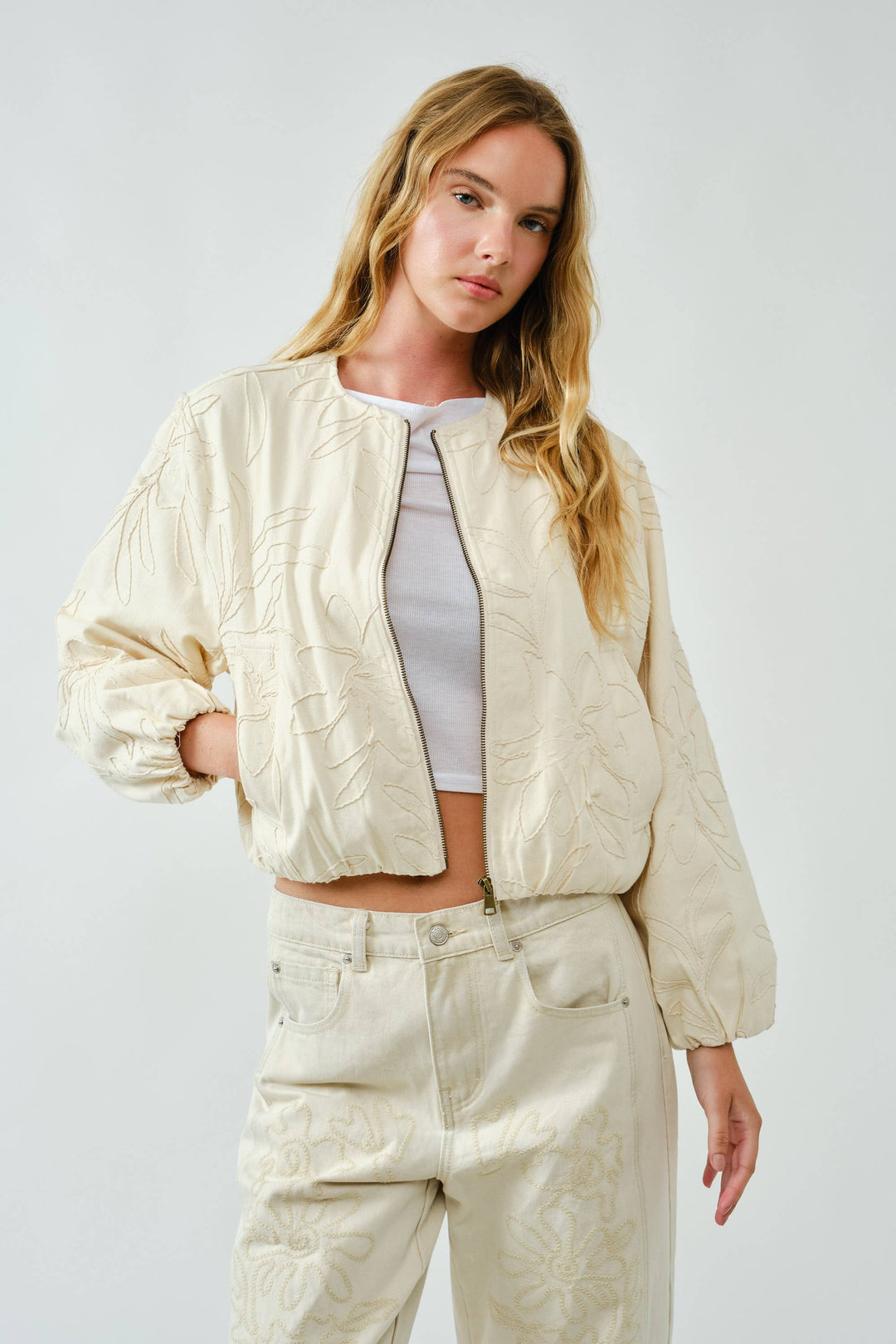 Embroidered Bomber Cotton Jacket