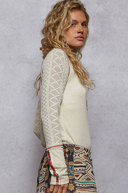 Cut And Sew Mixed Knit Top