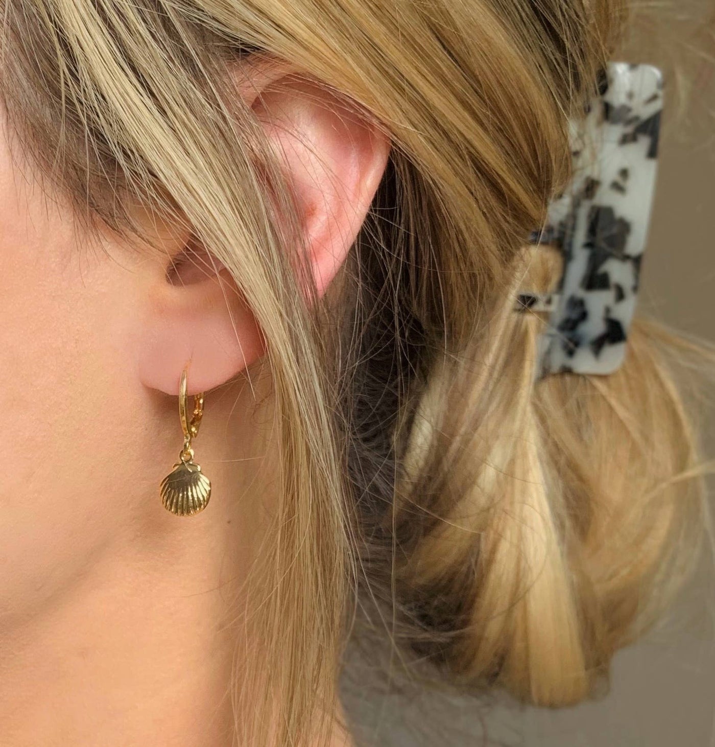 Seashell Huggie Hoops