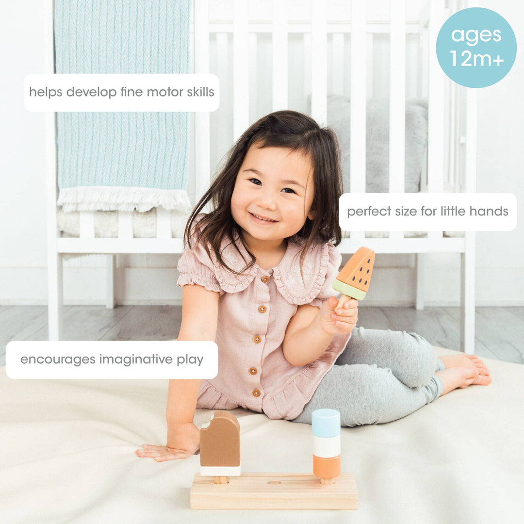 Wooden Ice Cream Stacking Toy, Toddler Montessori Play Food