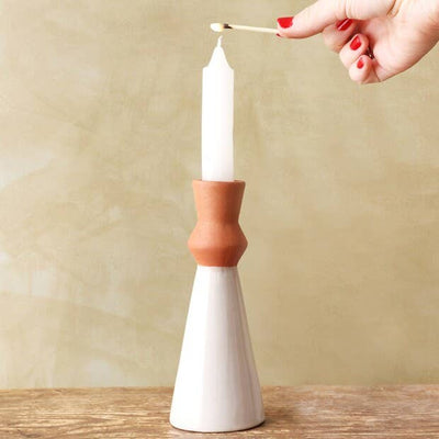 Lisa Angel White and Terracotta Candlestick Holder - Simple Good