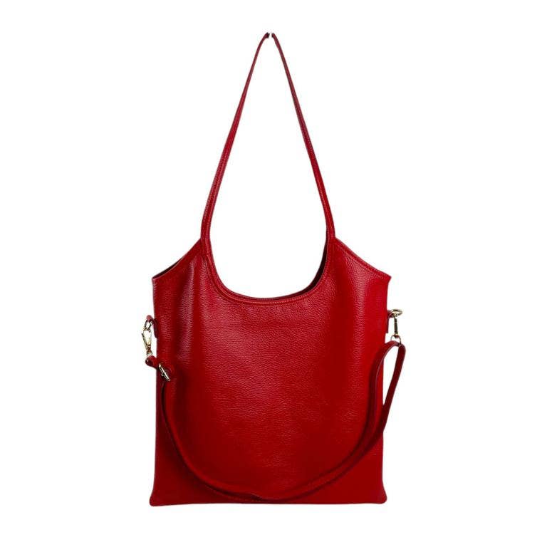 White Leather Shoulder Bag w/ Removable Crossbody Strap