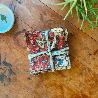 Upcycled Coasters Made from Old Cotton Kanthas